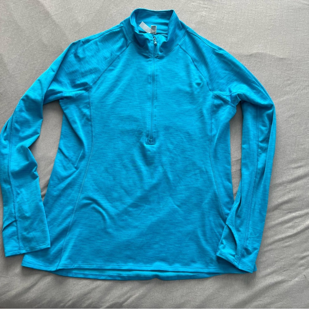 NWOT Womens UNDER ARMOUR ColdGear Fitted 1/2 Zip Pullover Running Size XL AQUA